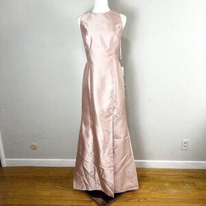 Alfred Sung D824 Toasted Sugar‎ Open Back Bow Trumpet Gown Size 10 $240 NEW